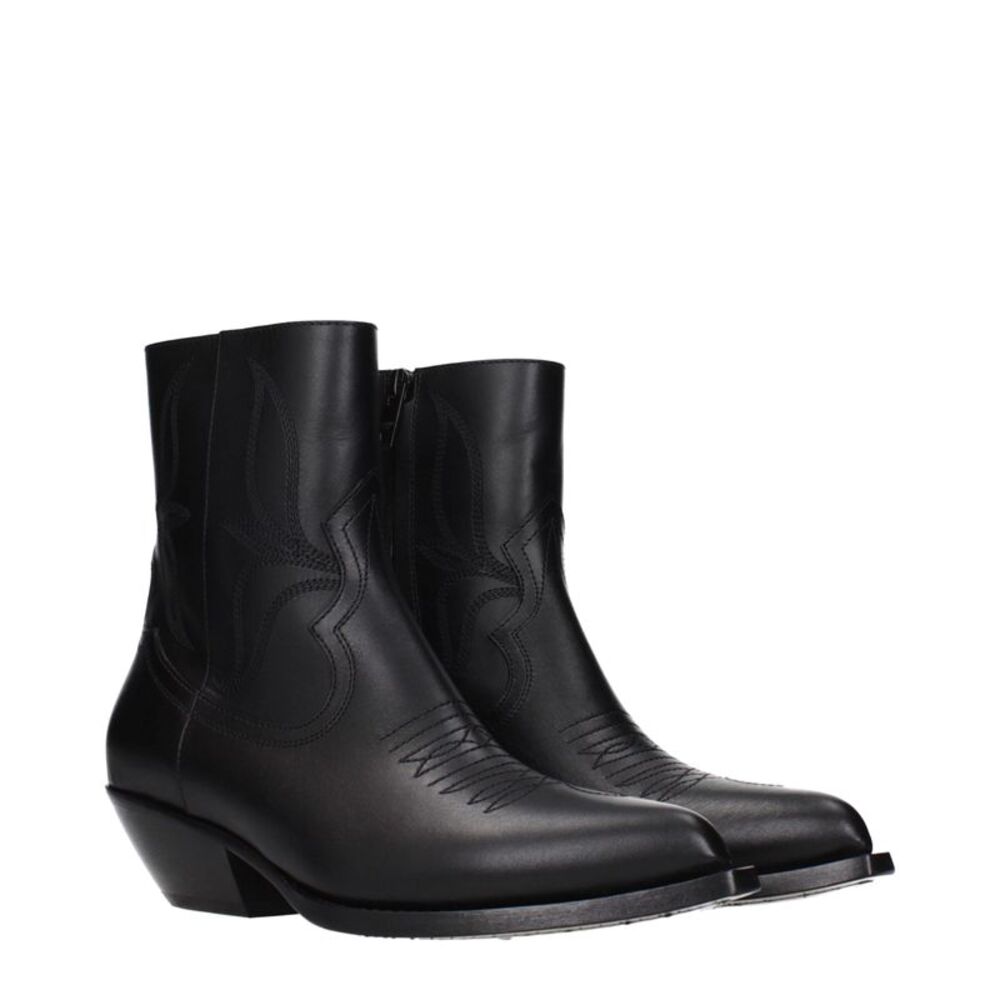 Celine Black Leather Ankle Women's Boots - Picture 2 of 5